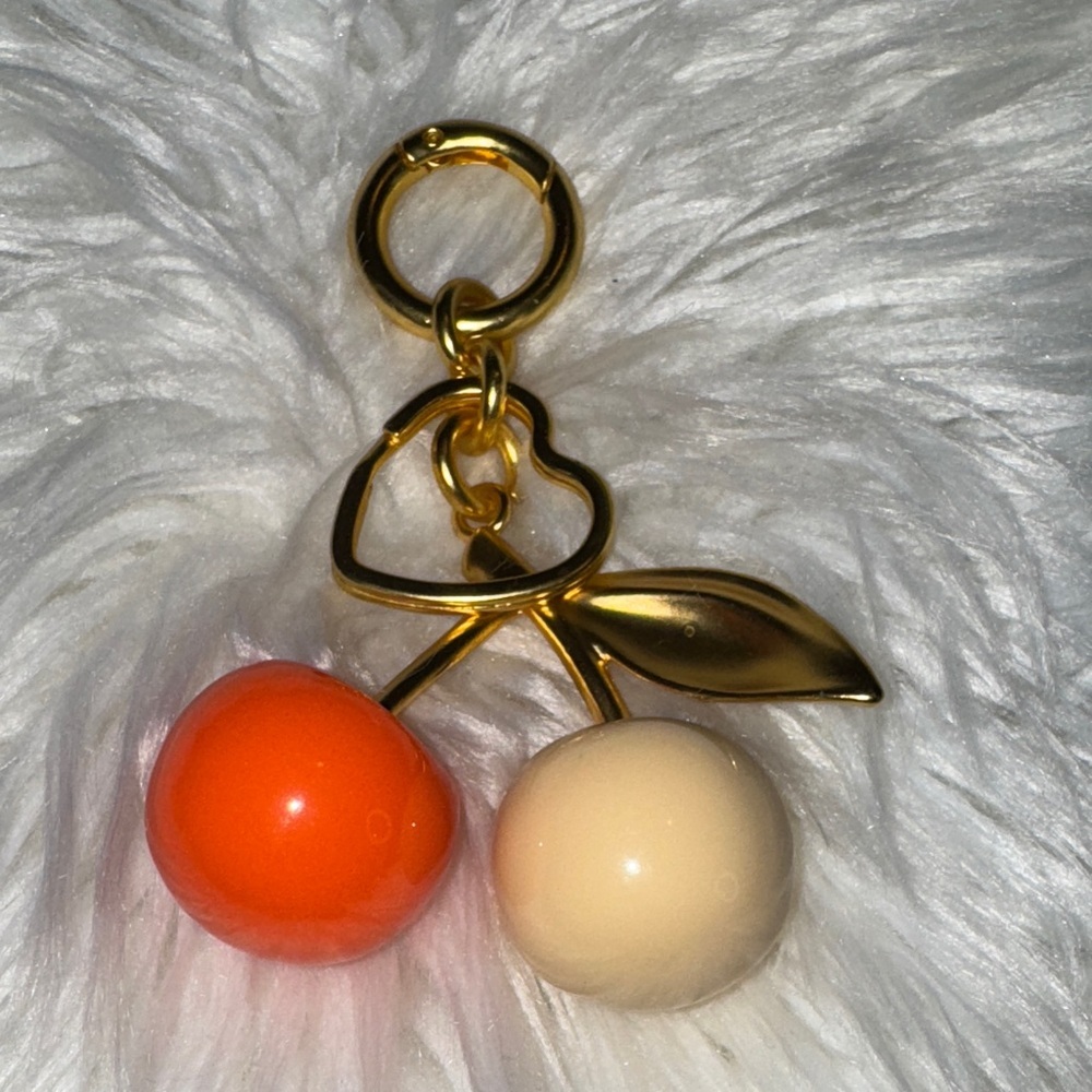 Orange & Cream Cherries with Gold Stem Bag Charm NWT